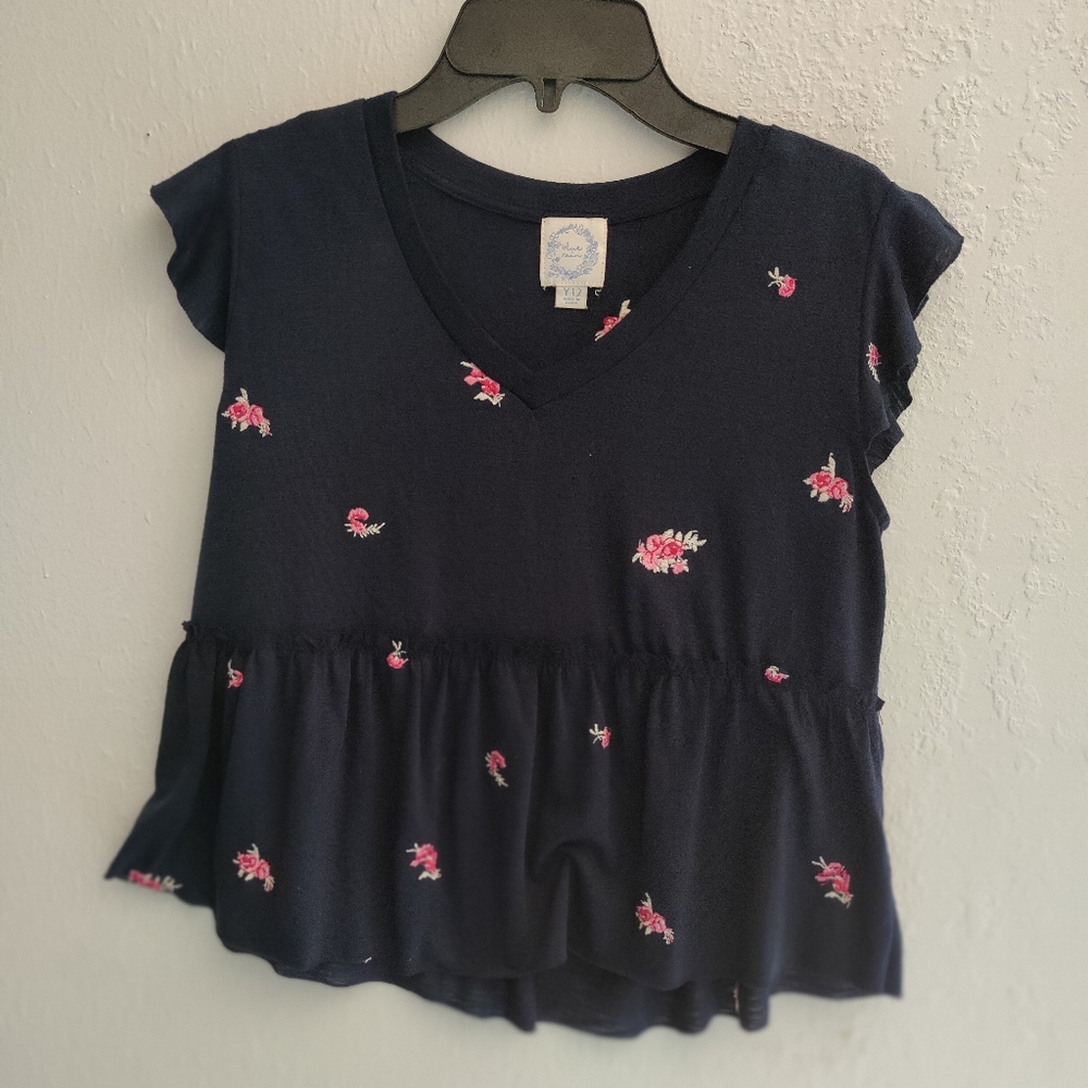 Blue Embroided Girl Top